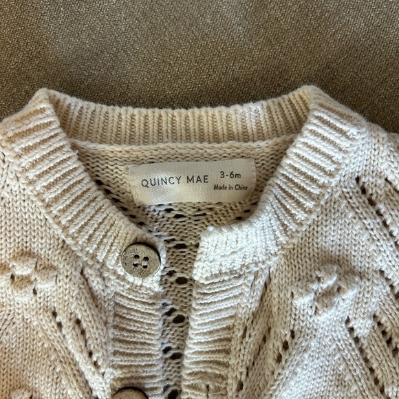 Quincy Mae Ivory Knit baby cardigan Sweater - Picture 2 of 2